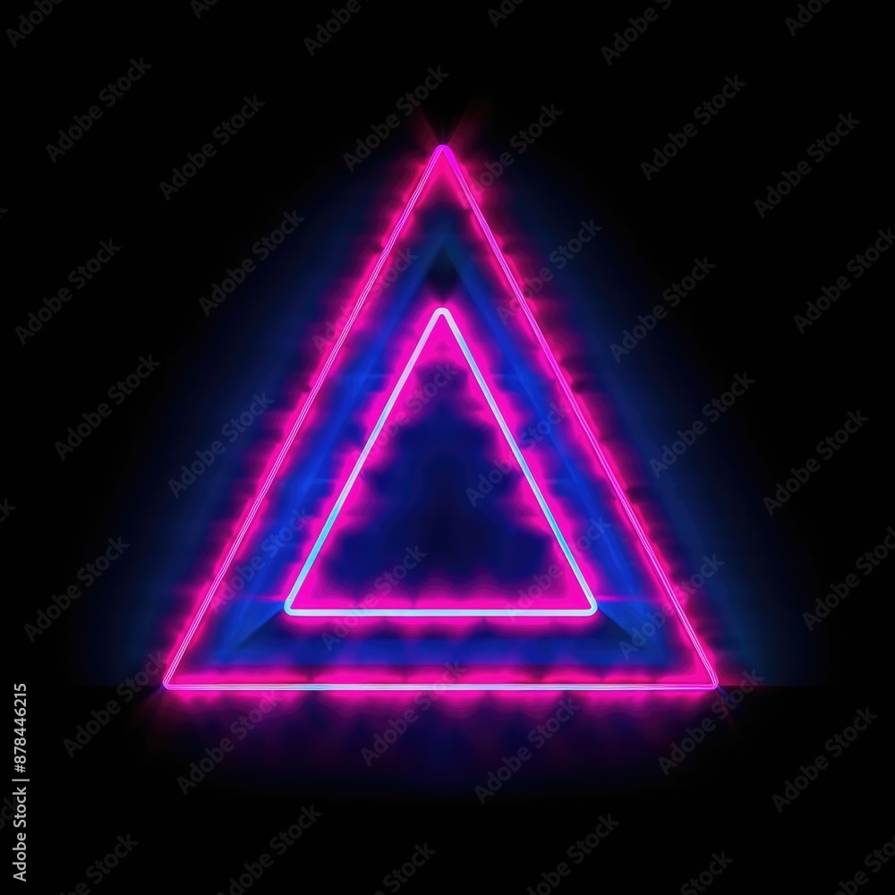 Poster abstract picture of mysterious geometric shape portal with digital style neon light reflecting set a