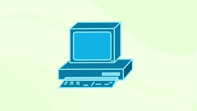 Animation of an old computer, icon.
