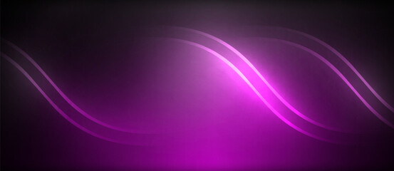Neon glowing circle rays, light round lines in the dark, planet style neon wave lines. Energetic electric concept design for wallpaper, banner, background