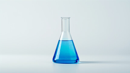 blue liquid in a chemical flask