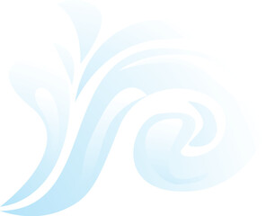 Blue abstract shape forming a decorative swirl design, isolated on a white background