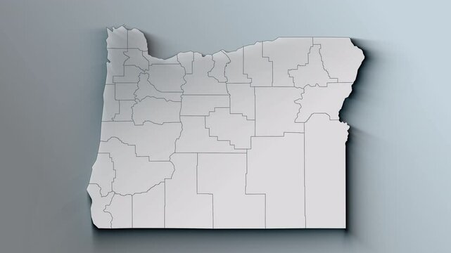 Modern Dynamic White Map of Oregon with Counties