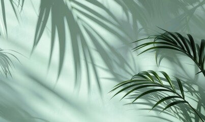 Palm Leaf Shadows on a Mint Wall