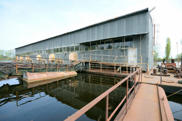 Floating pump station Rosa-300. It provides drinking water to Kiev. Oseschina, Ukraine