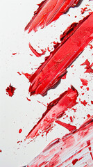 Bold Red Brush Strokes and Splashes on White Canvas Abstract Art Background