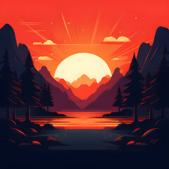 sunset in the mountains