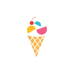 Ice Cream Illustration Logo Template with Simple Vector Concept.