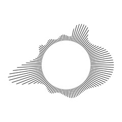 Music equalizer and sound wave. Circular sound waves, depicting audio music,icons and logos for equalizers, radial spectrum designs, ring patterns. Vector illustrations isolated on white background.