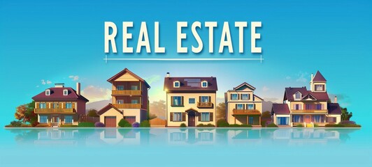 Fototapeta premium AI generated illustration of a variety of residential houses under the words 
