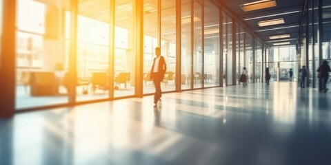 Businessman Walking Through Modern Office Building