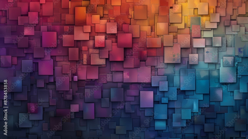 Poster abstract background with colorful squares in a gradient pattern.