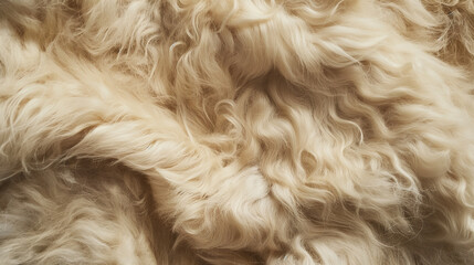 Close-up of beige wavy fur texture