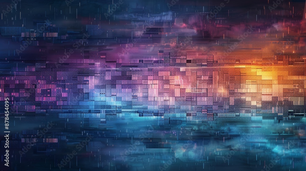 Poster abstract digital background with colorful geometric shapes and patterns. a futuristic and modern des