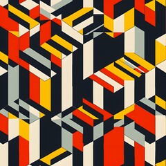 Abstract geometric pattern with bold colors and contrasting shapes. Ideal for modern design projects.