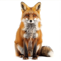 Fototapeta premium Detailed fox portrait on plain white background
