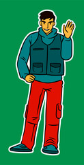 Young Boy Standing Cartoon Illustration