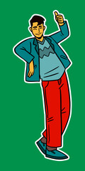 Young Boy Standing Cartoon Illustration