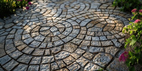 Luxury paver installation at a custom home with blocks Blok