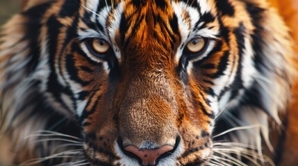 Obraz premium Close-up of a tiger's fierce gaze