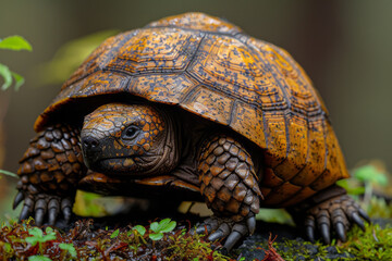 Fototapeta premium Simple and stylish figure of a Glyptodon, with a rounded shell,