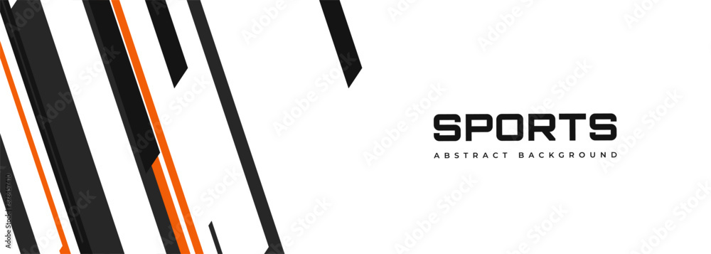 Wall mural white modern sports banner design with diagonal black and orange lines. vector abstract illustration