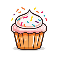 cupcake with candle and ribbon