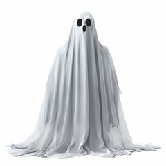 mysterious ghost against blank white background
