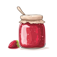 strawberry jam in glass jar