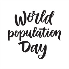 World Population Day text banner lettering black. Hand drawn vector art.
White Background , PNG

