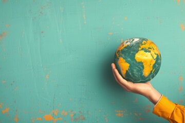 Person holding globe showing africa for earth day and environmental conservation