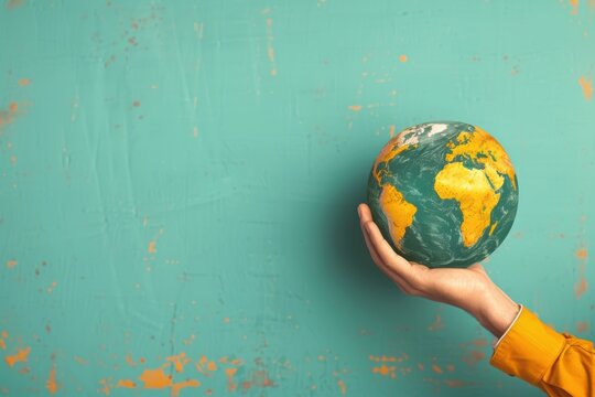 Person holding globe showing africa for earth day and environmental conservation