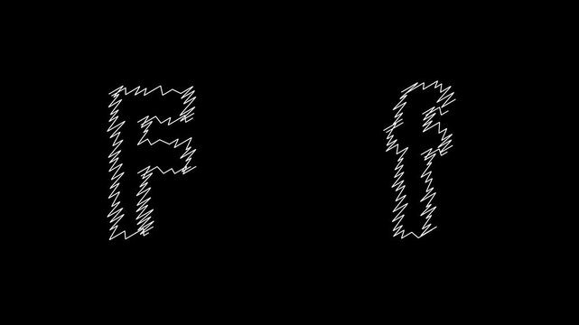 Scribble effect letter f animation