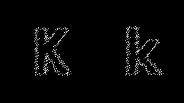 Scribble effect letter k animation