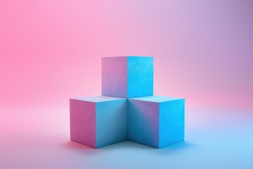 Obraz premium Three Cubes with Gradient Colors in a Pink and Blue Studio