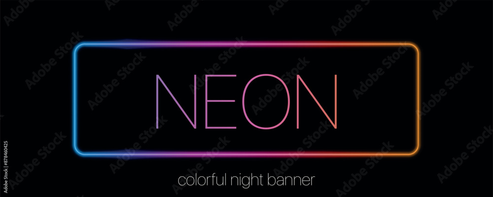 Poster neon light rectangular banner. vector neon light frame sign. neon sign on background.