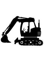 Excavator | Digging Machine | Construction Vehicle | Demolition Machinery | Operator | Skilled Worker | Construction | Heavy Equipment | Original Illustration | Vector and Clipart | Cutfile and Stenci