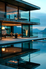 Fototapeta premium exterior image of a modern architecture house