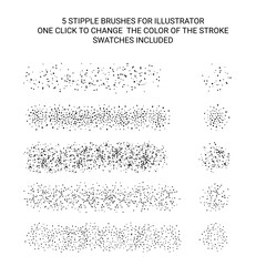 Stipple brushes set for illustration. Noise, grunge, dirty effect creation. Swatches included.