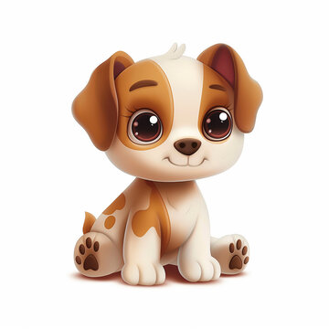 recommend clip art: tiny cute dog cartoon animal toy character isolated on white background