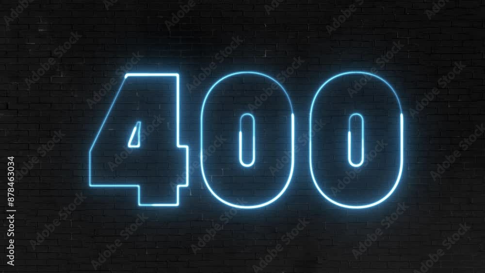 Aufkleber 400 number text font with light. luminous and shimmering haze inside the letters of the text 400. fo