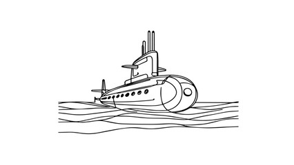 submarine line art illustration