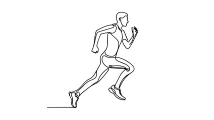 running figure one line drawing