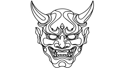 japanese oni mask line art