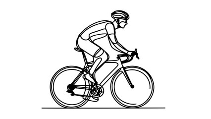 Fototapeta premium silhouette of a cyclist one line drawing