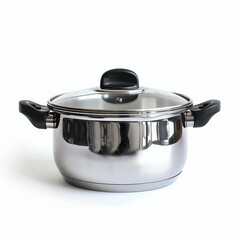 Metal pot on a clean white backdrop