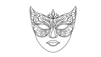 carnival mask single line drawing