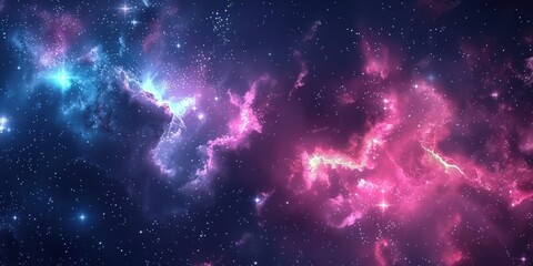Naklejka premium Cosmic Nebula: A Vivid Symphony of Stars and Gas