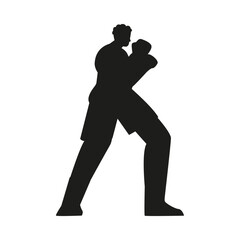 Character silhouette design in Muay Thai fighting stance.