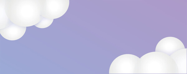 White 3d clouds set isolated on a blue background. Soft round cartoon fluffy clouds mock up. Clouds on blue sky banner