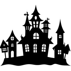 Vintage Halloween House Icons Bundle - Minimalist Silhouette Art Vector Set
